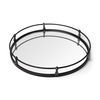 Kimbel 24L x 24W Black Metal Mirrored Base Round Tray, Decorative Tray by Mercana, 24" length x 24.02" width x 5" height thumbnail 1