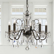 Online Designer Combined Living/Dining Crystorama Butler 23" Wide 5-Light English Bronze Chandelier