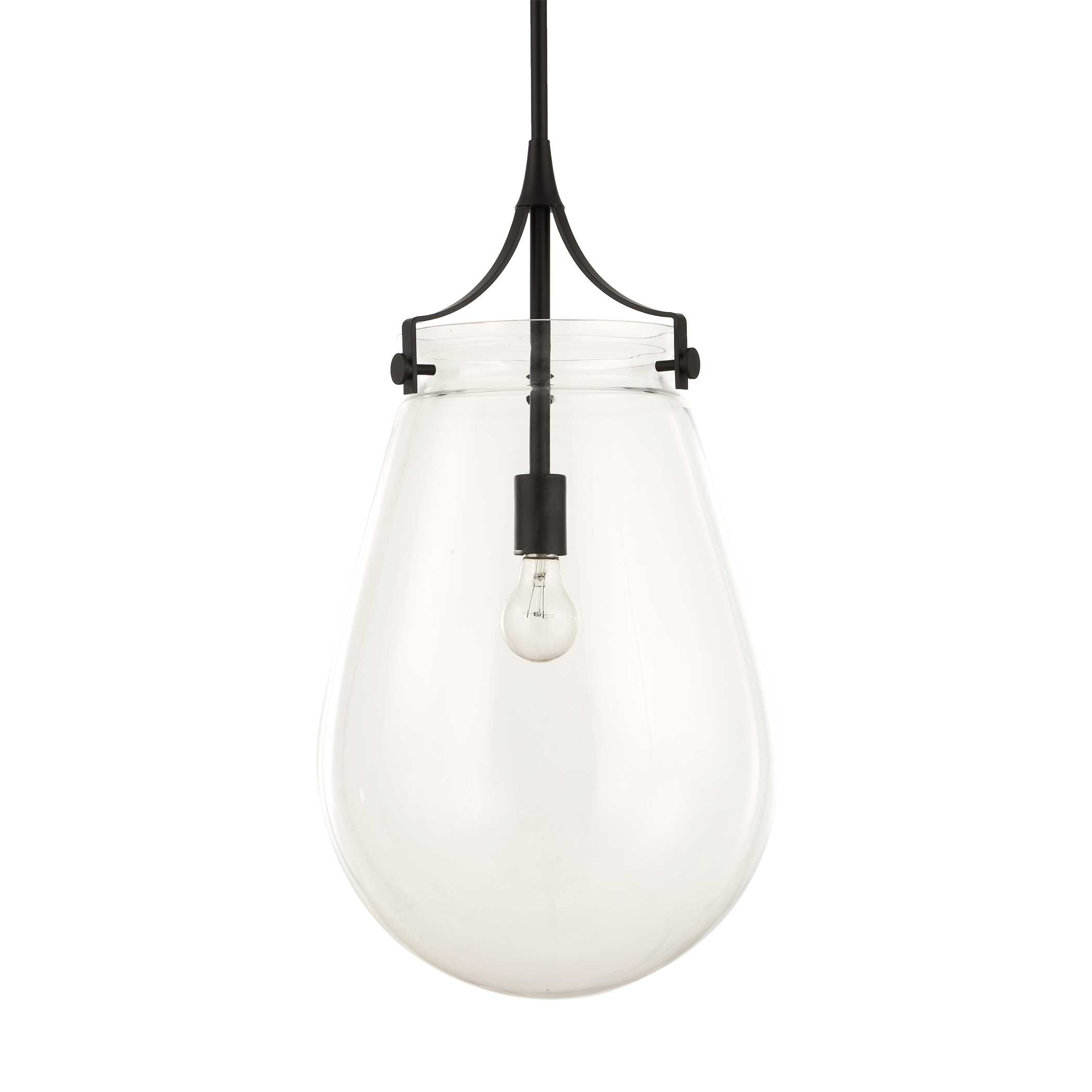 Dewdrop 1 Light Glass Shade Pendant, Ceiling Light by Uttermost, 25" height x 13.5" diameter View 4