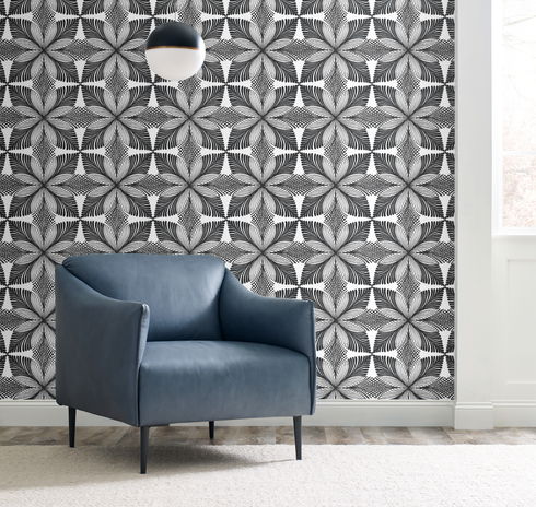 Roulettes Cream & Black Wallpaper