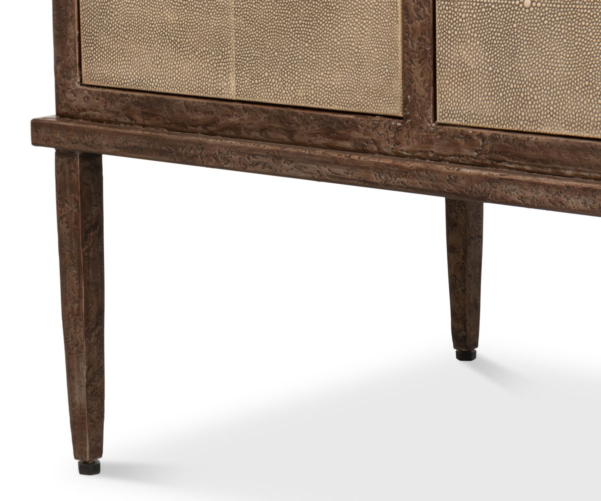 Roland Sideboard Shagreen Charcoal Grey, by Sarreid, 1'8" length x 3'4" width x 2'8" height View 5