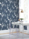 Imperial Blossoms Branch Navy Wallpaper, by York Wall, 27' length x 2'3" width x 0.02" depth thumbnail 2