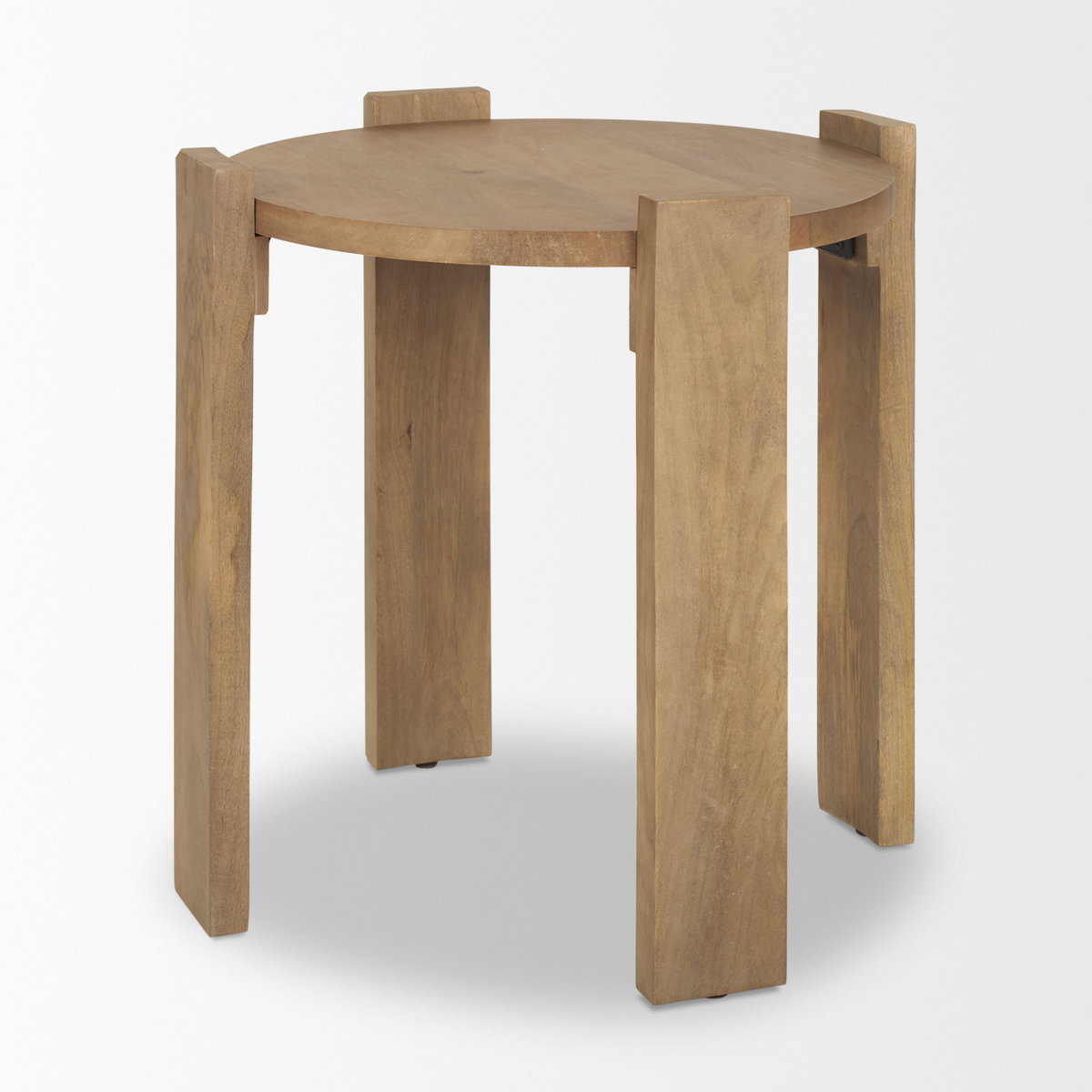 Evelyn Light Brown Round End/Side Table, Side & End Table by Mercana, 22" length x 22" width x 22.5" height View 6
