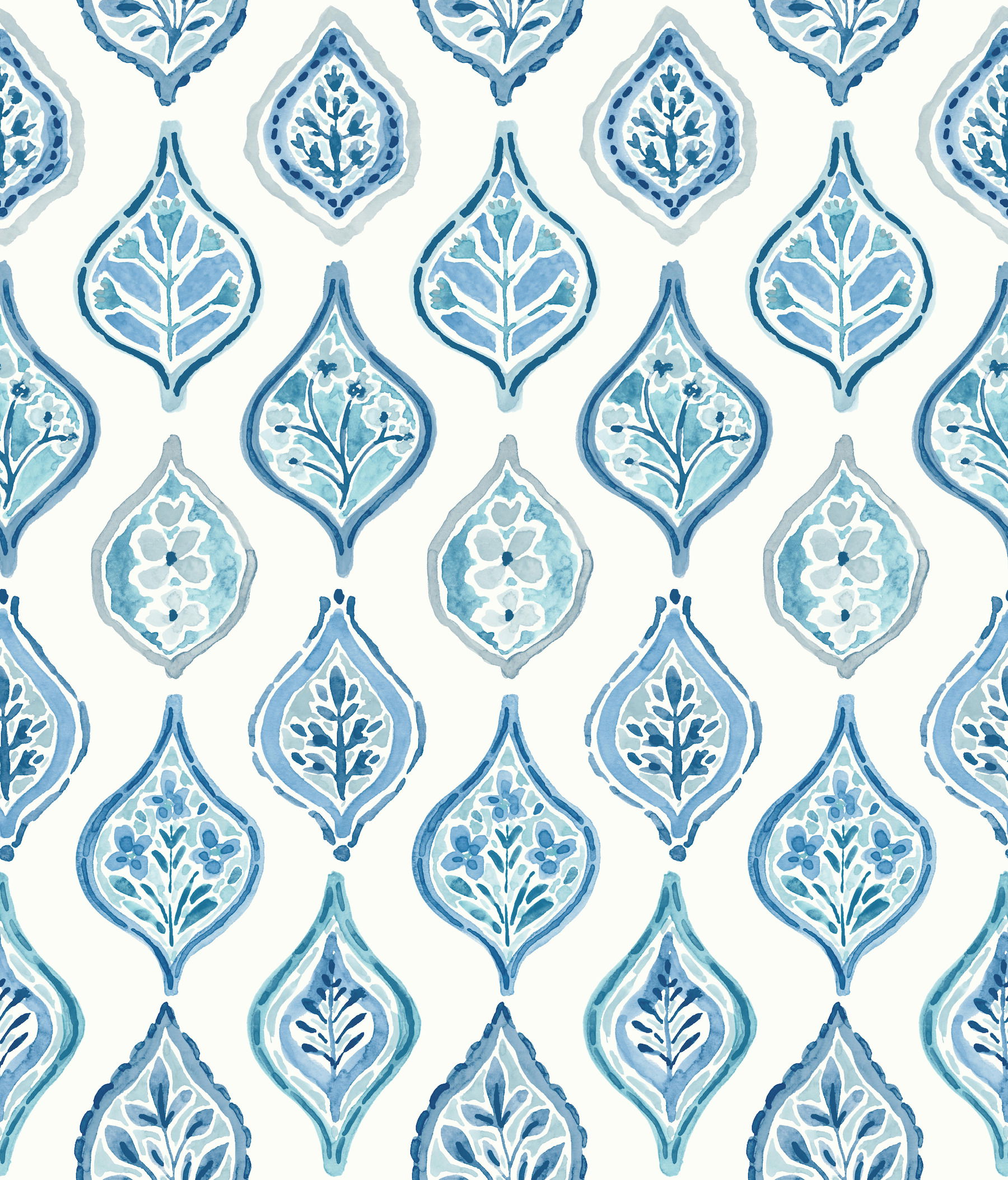 Marketplace Motif White & Blue Wallpaper large image 