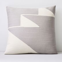 Online Designer Bedroom Crewel Steps Pillow Cover, Frost Gray, 18"x18"