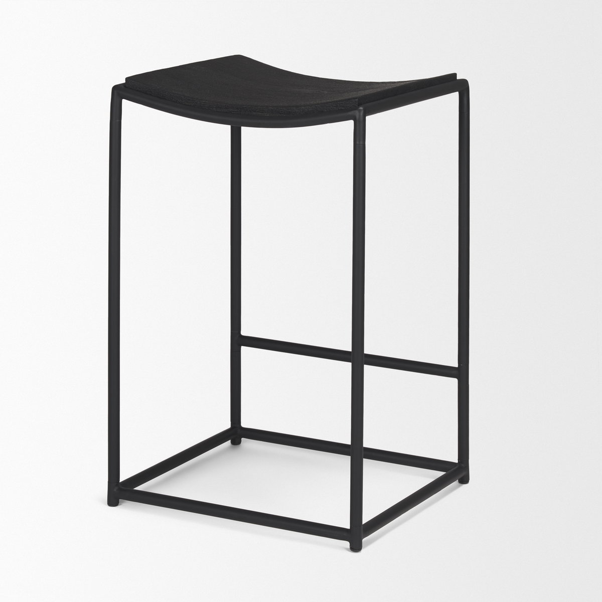 Taniel Backless 26in Seat Counter Stool | Black Wood with Black Metal, Counter & Bar Stool by Mercana, 18" length x 16" width x 27.25" height View 9