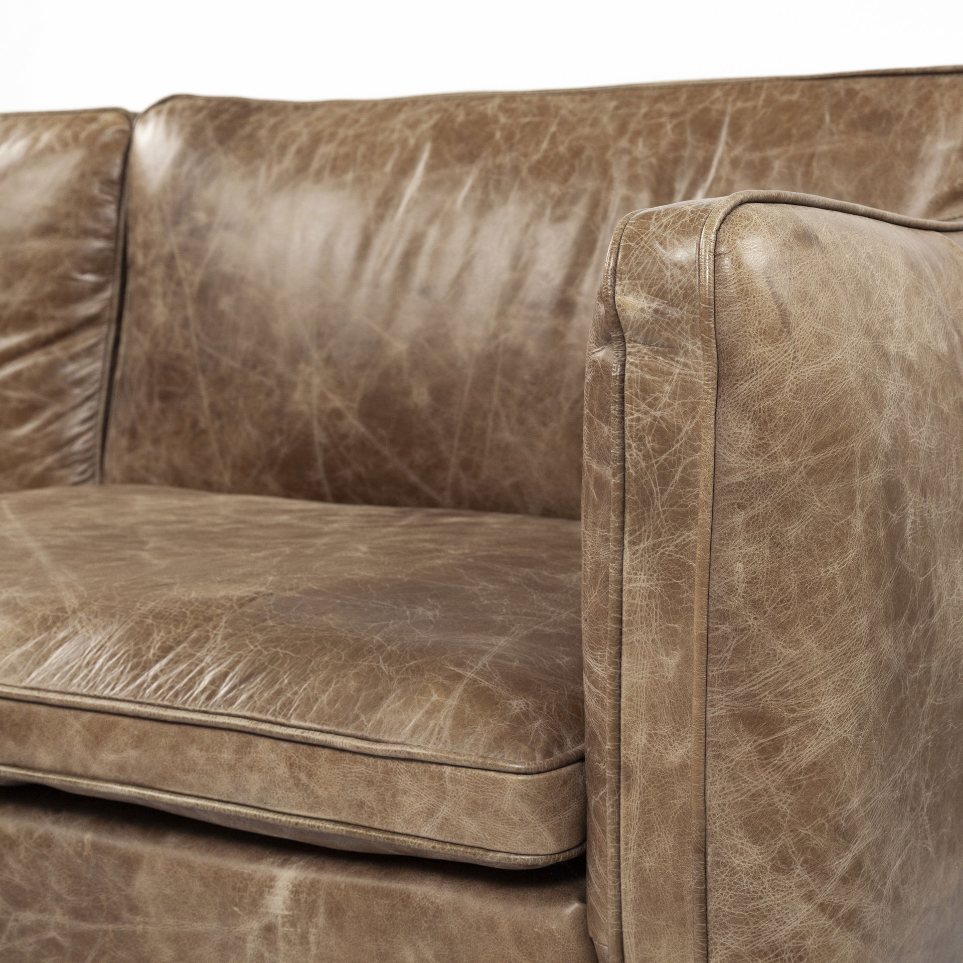 Cobain I 84' Brown Leather Two Seater Sofa, Sofas & Sectional by Mercana, 83.5" length x 34.5" width x 33.5" height View 8