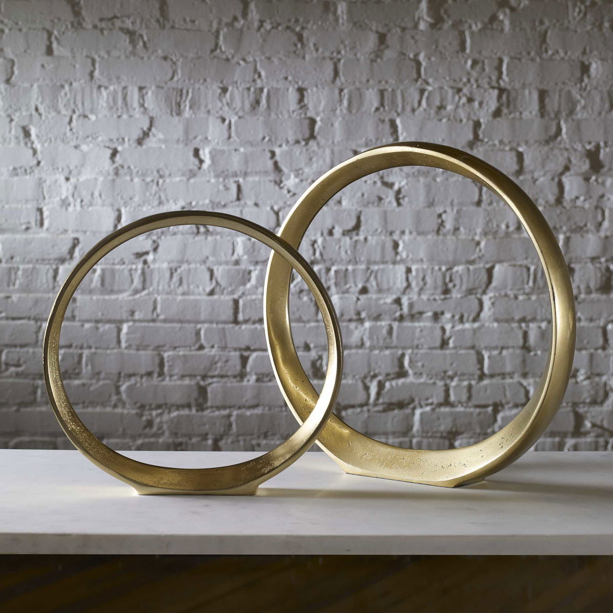 Jimena Gold Ring Sculptures Set/2, Figurines & Statue by Uttermost, 14.25" width x 14" height x 2" depth View 7