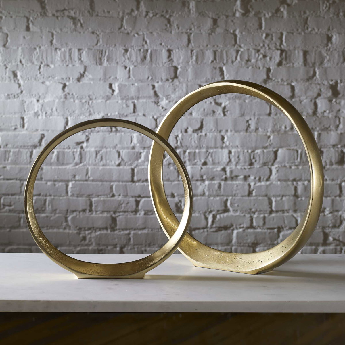 Jimena Gold Ring Sculptures Set/2, Figurines & Statue by Uttermost, 14.25" width x 14" height x 2" depth View 7