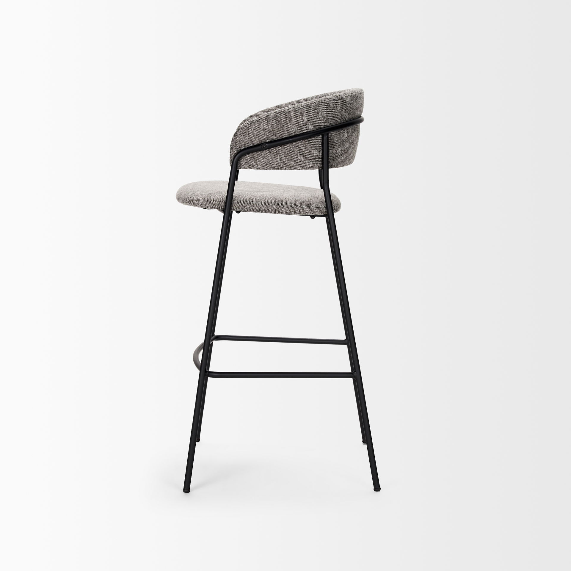 Carolyn Bar Stool with Gray Fabric & Matte Black Metal large image 