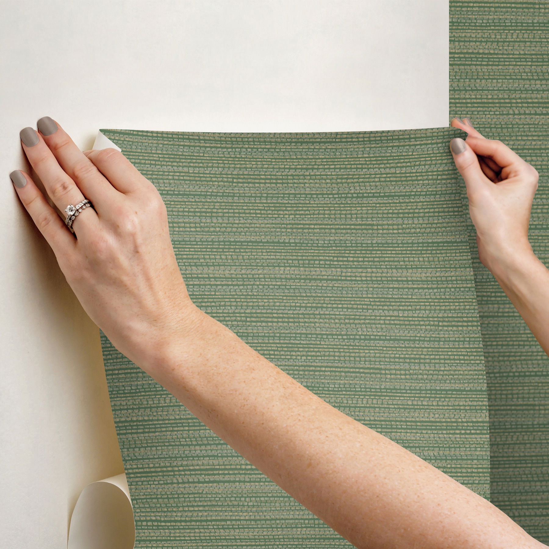 Tick Mark Texture Meadow Green Peel & Stick Wallpaper large image 