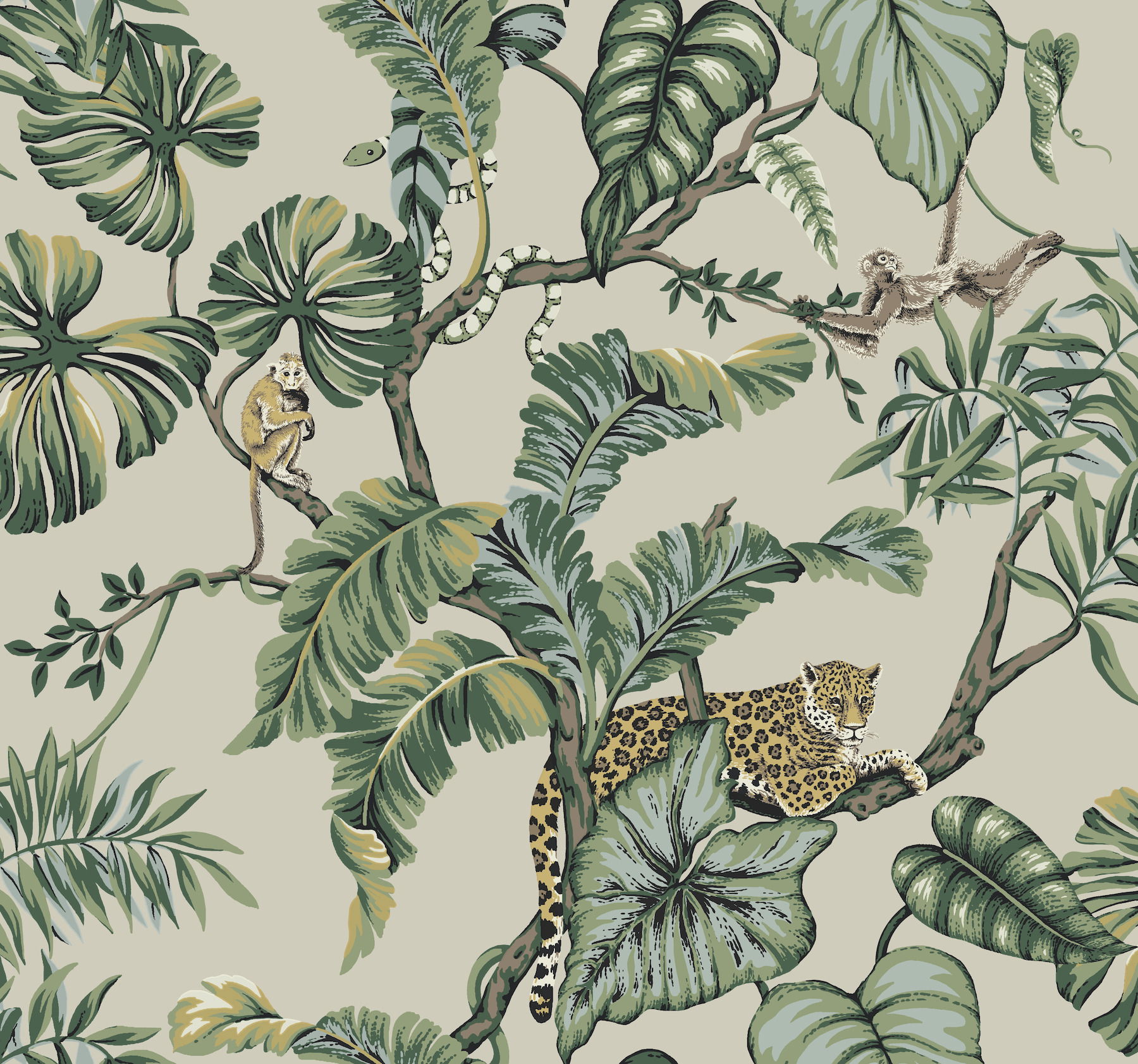 Jungle Cat Beige Wallpaper, by York Wall, 27' length x 2'3" width x 0.02" depth View 1