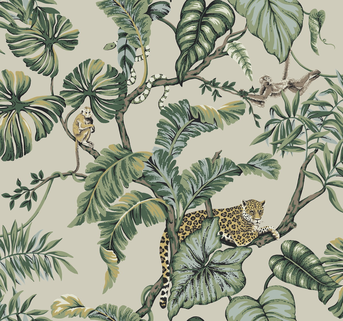 Jungle Cat Beige Wallpaper, by York Wall, 27' length x 2'3" width x 0.02" depth