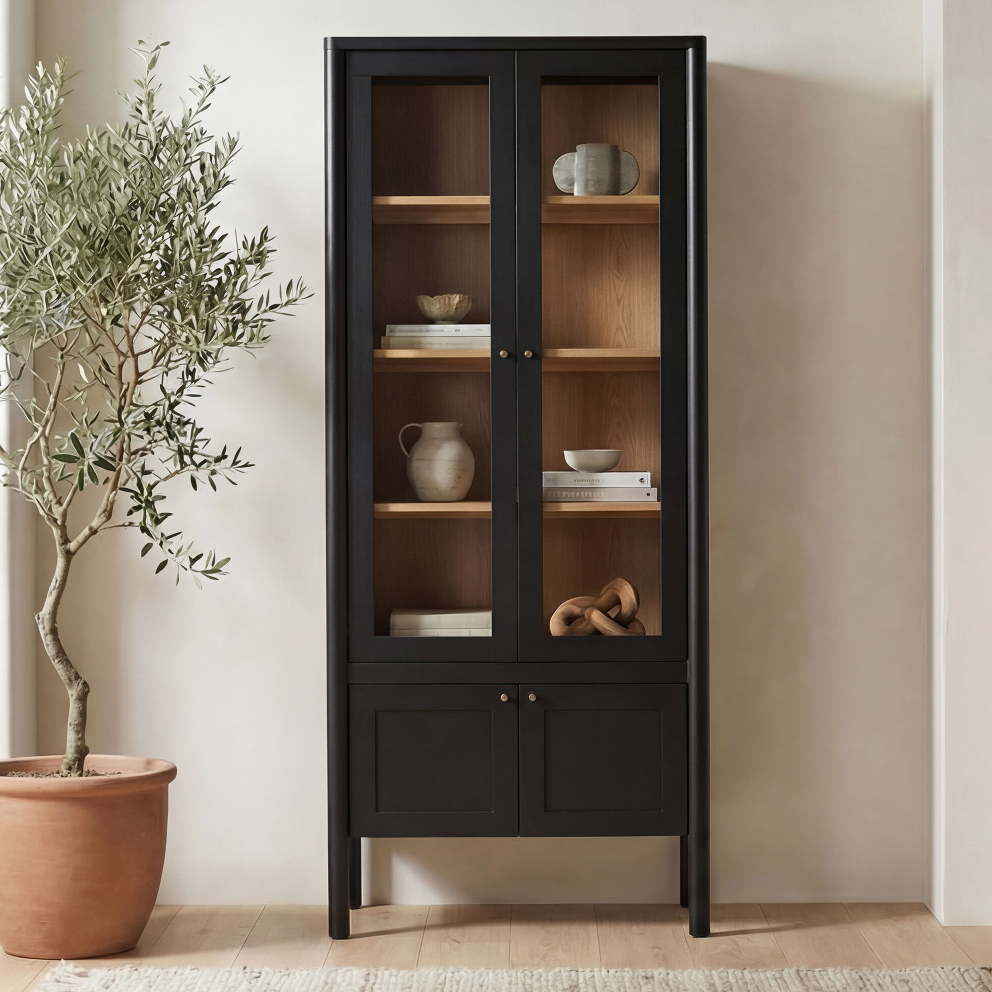 Hannah Tall Cabinet Black, Cabinets & Sideboard by Moe's Home, 35" width x 86.2" height x 16.9" depth View 7