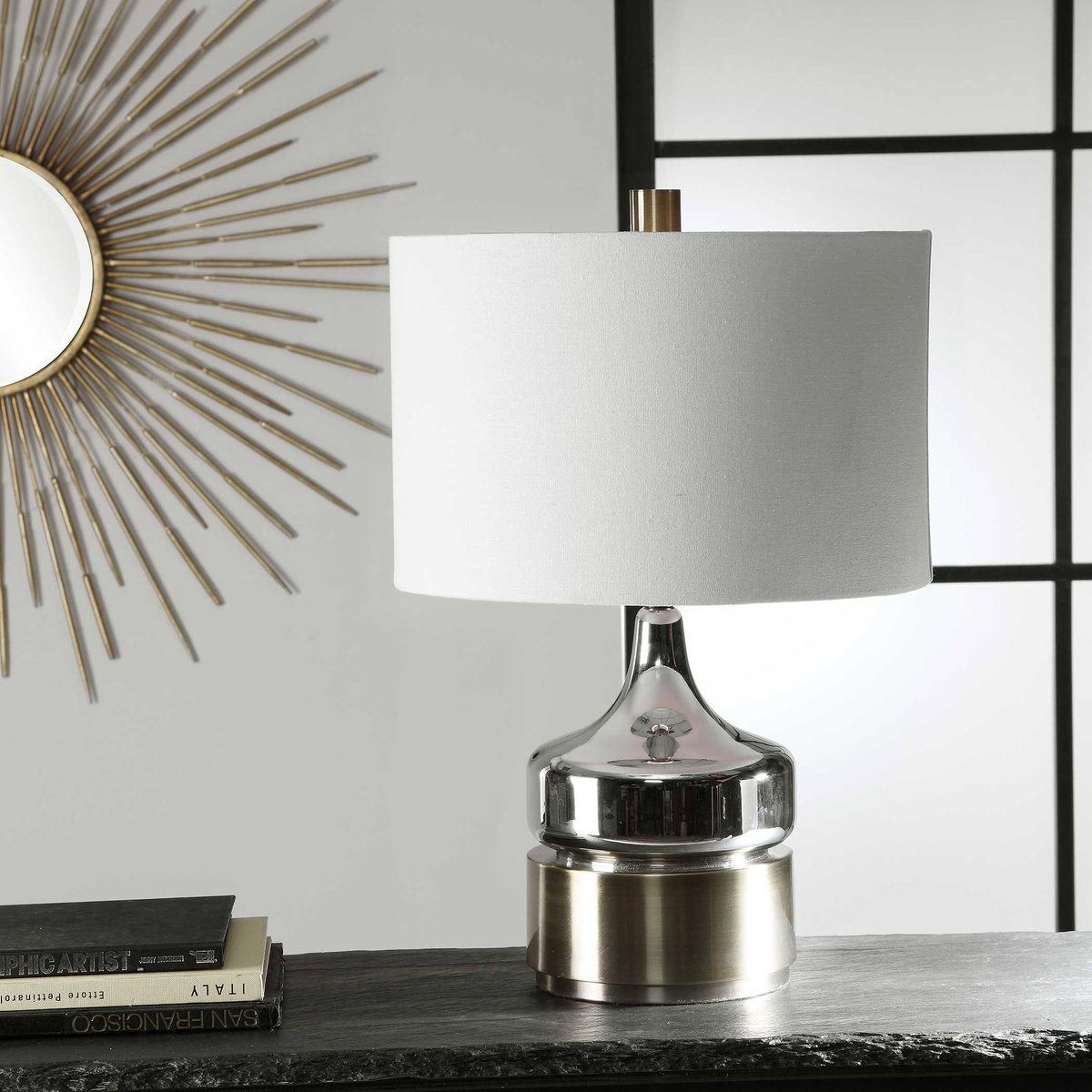 Como Chrome Table Lamp, by Uttermost, 1'3.5" width x 1'11" height x 1'3.5" depth View 2