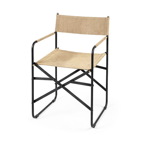 Direttore Tan Leather with Black Iron Frame Dining Chair