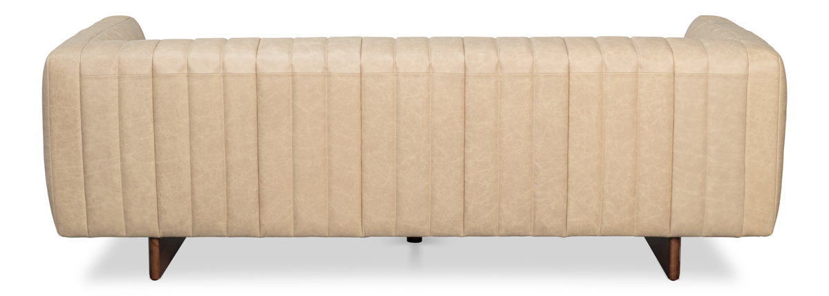 Denys Leather Sofa  Cappuccino White, by Sarreid, 2'11" length x 7'1" width x 2'4" height View 3