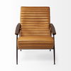 Grosjean Brown Leather Wrap Metal Frame Accent Chair, by Mercana, 27.56" length x 37.01" width x 34.65" height thumbnail 5