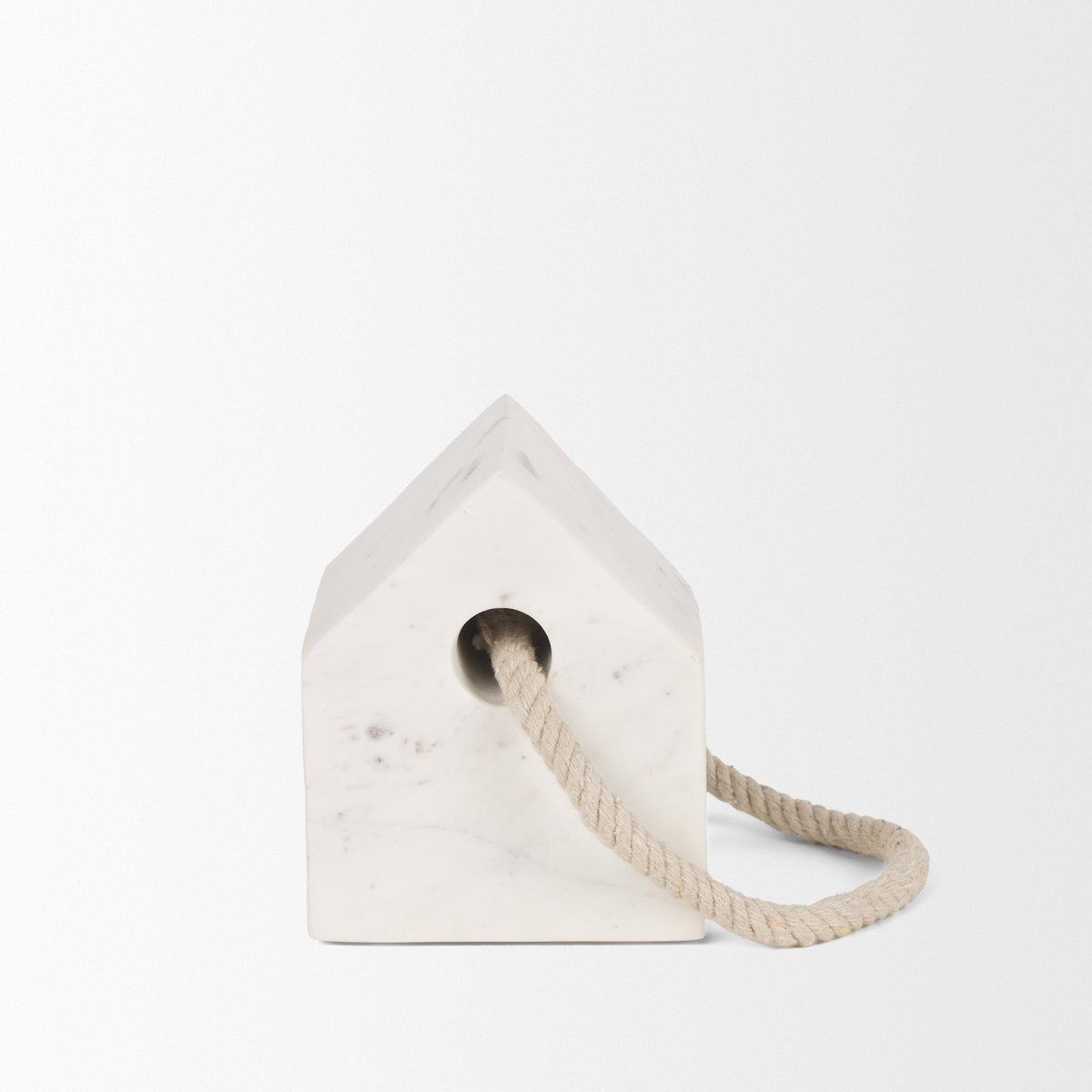 Raena White Marble House Door Stopper, Decorative Object by Mercana, 4" length x 4" width x 4.75" height View 3