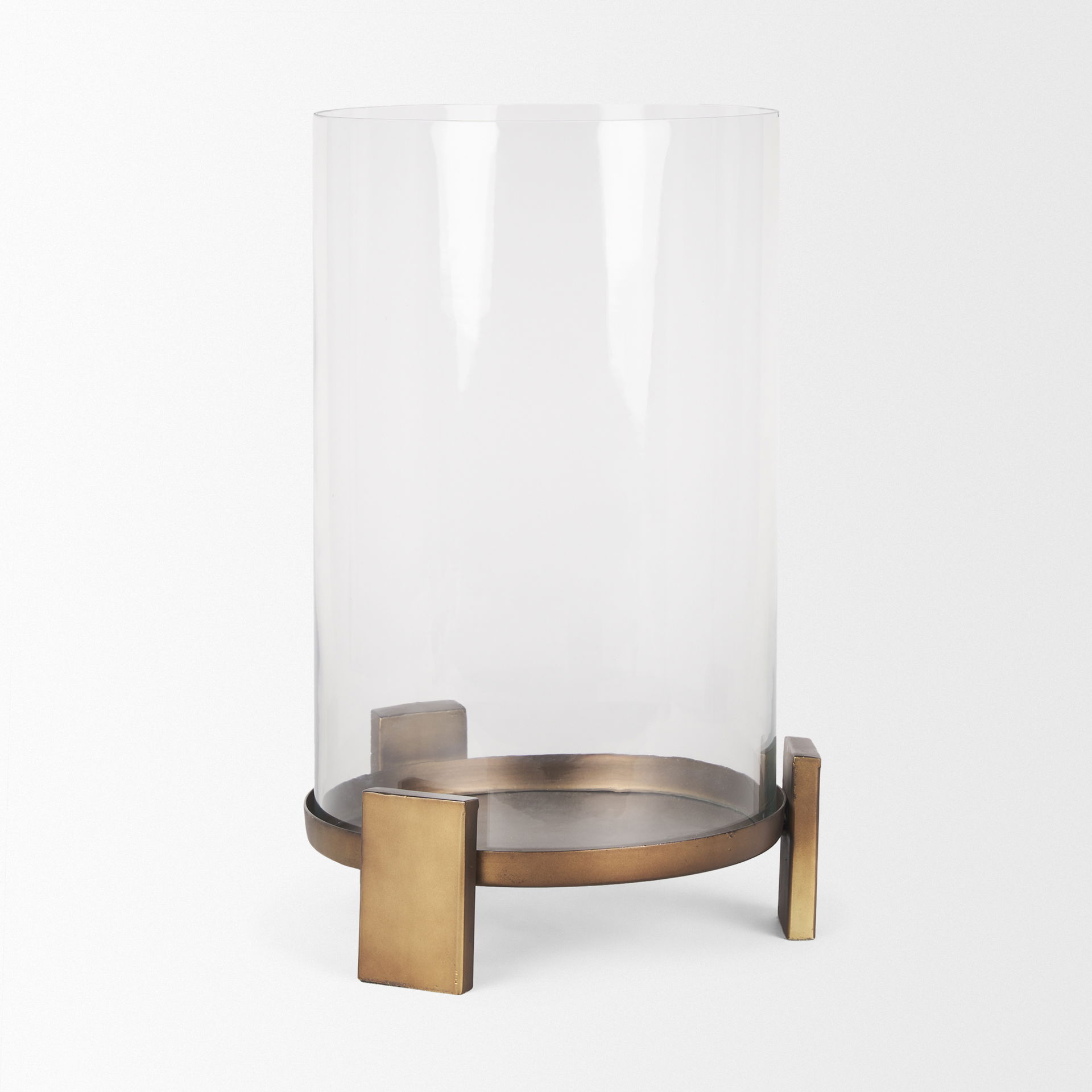 Price Large Antiqued Gold Metal with Glass Hurricane Candle Holder, Candles & Candle Holder by Mercana, 10" length x 10" width x 13.75" height View 7