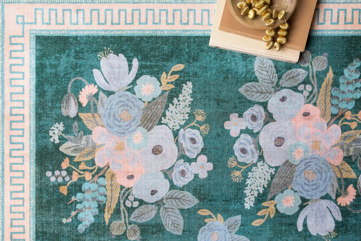 Rifle Paper Co. x Loloi Jardin Rug, 1'6" length x 1'6" width View 3