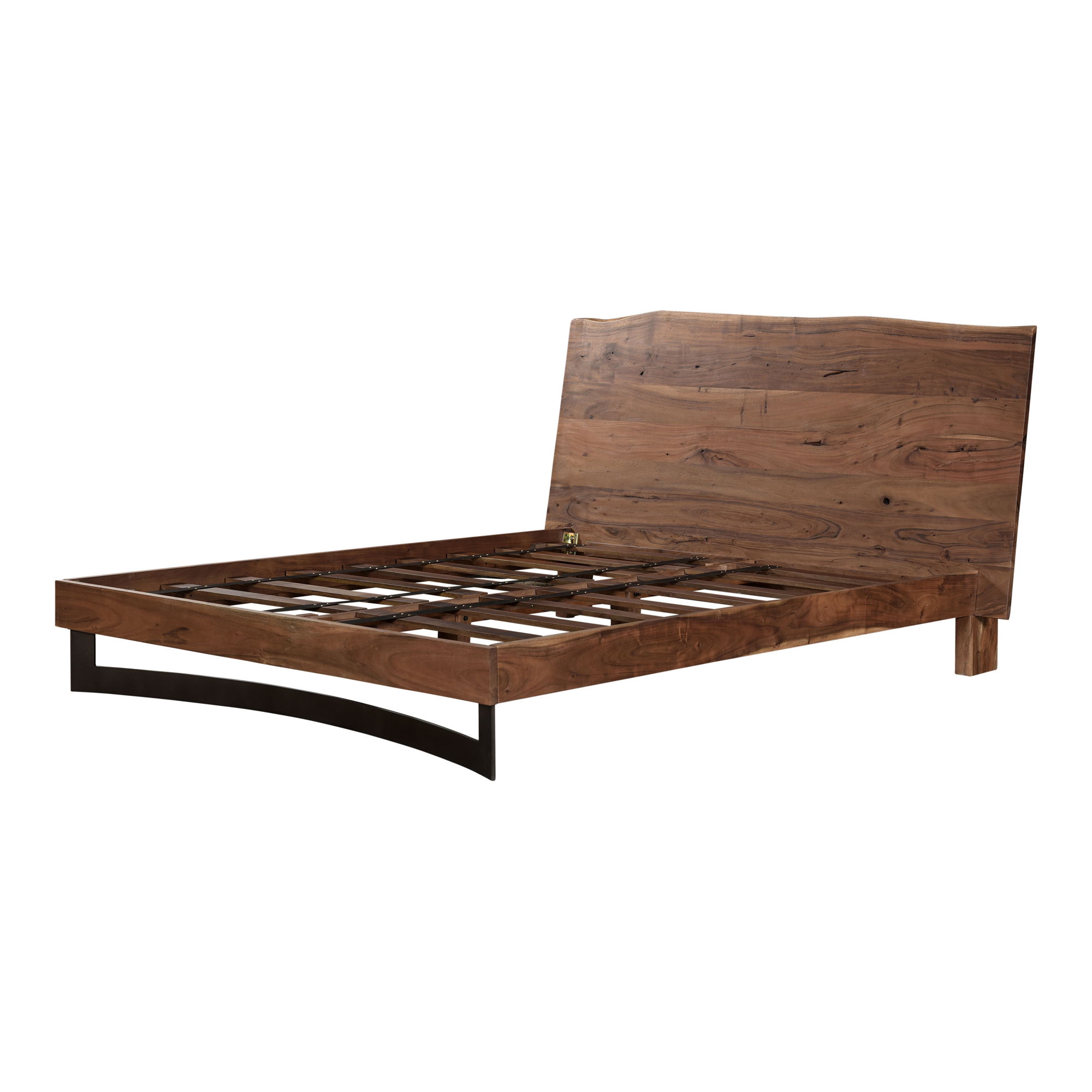Bent Queen Size Bed Brown, by Moe's Home, 71" width x 42" height x 89" depth View 3