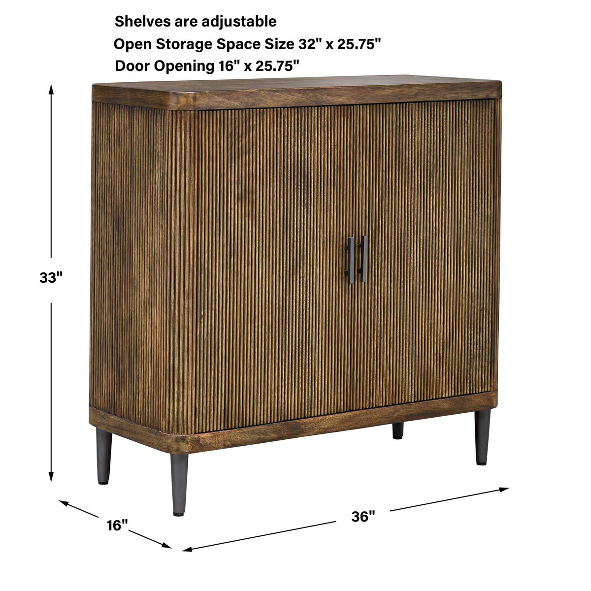 Pinstripe Tambour 2 Door Cabinet, Furniture by Uttermost, 36" width x 34.25" height x 14" depth View 3