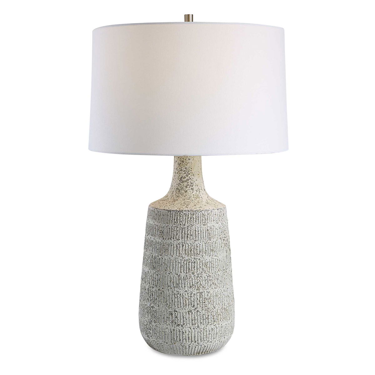 Scouts White Table Lamp, by Uttermost, 17" width x 28.5" height x 17" depth View 1