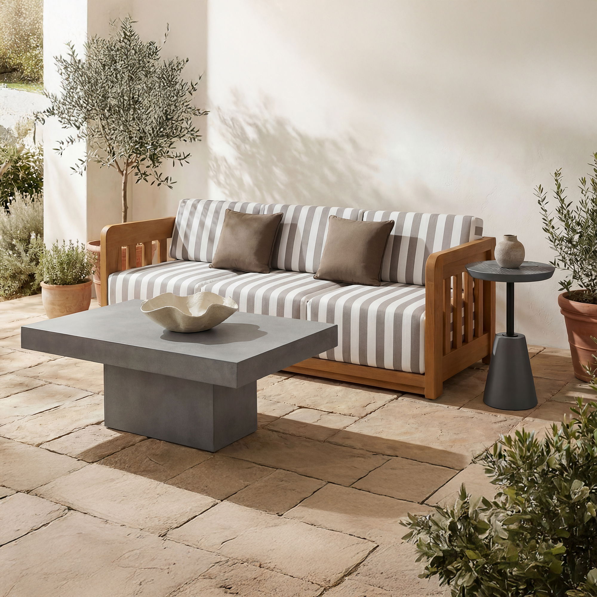 Maxima Outdoor Coffee Table Grey, Outdoor Table by Moe's Home, 3'11" width x 1'6.5" height x 2'7.5" depth View 6