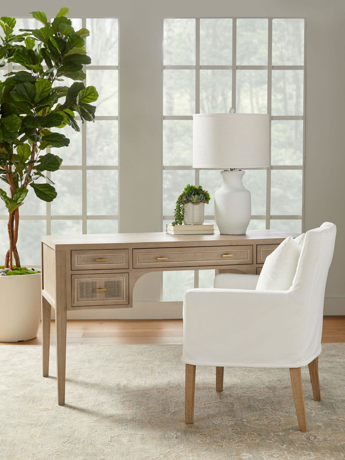 Cane Desk, by Essentials for Living, 55" width x 31.25" height x 24" depth View 12