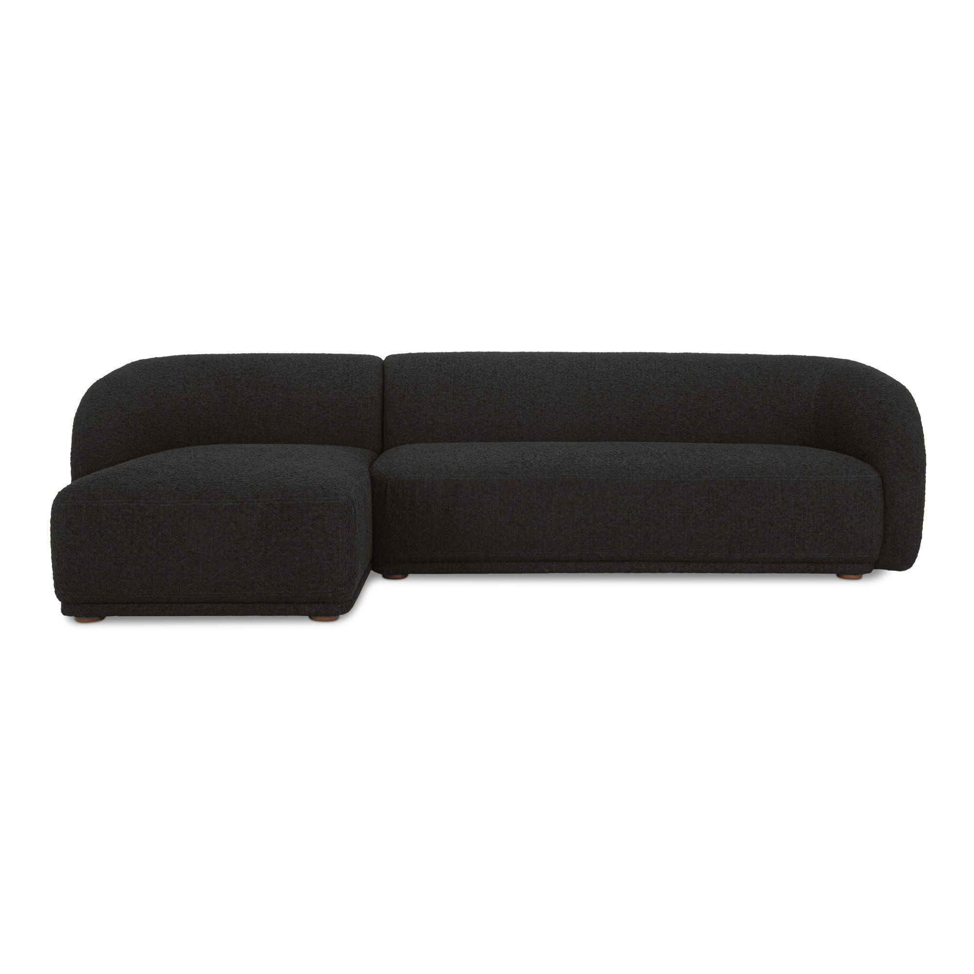 Faye Left Sectional Black Boucle, Sectional Sofa by Moe's Home, 112" width x 29.8" height x 59.65" depth View 1