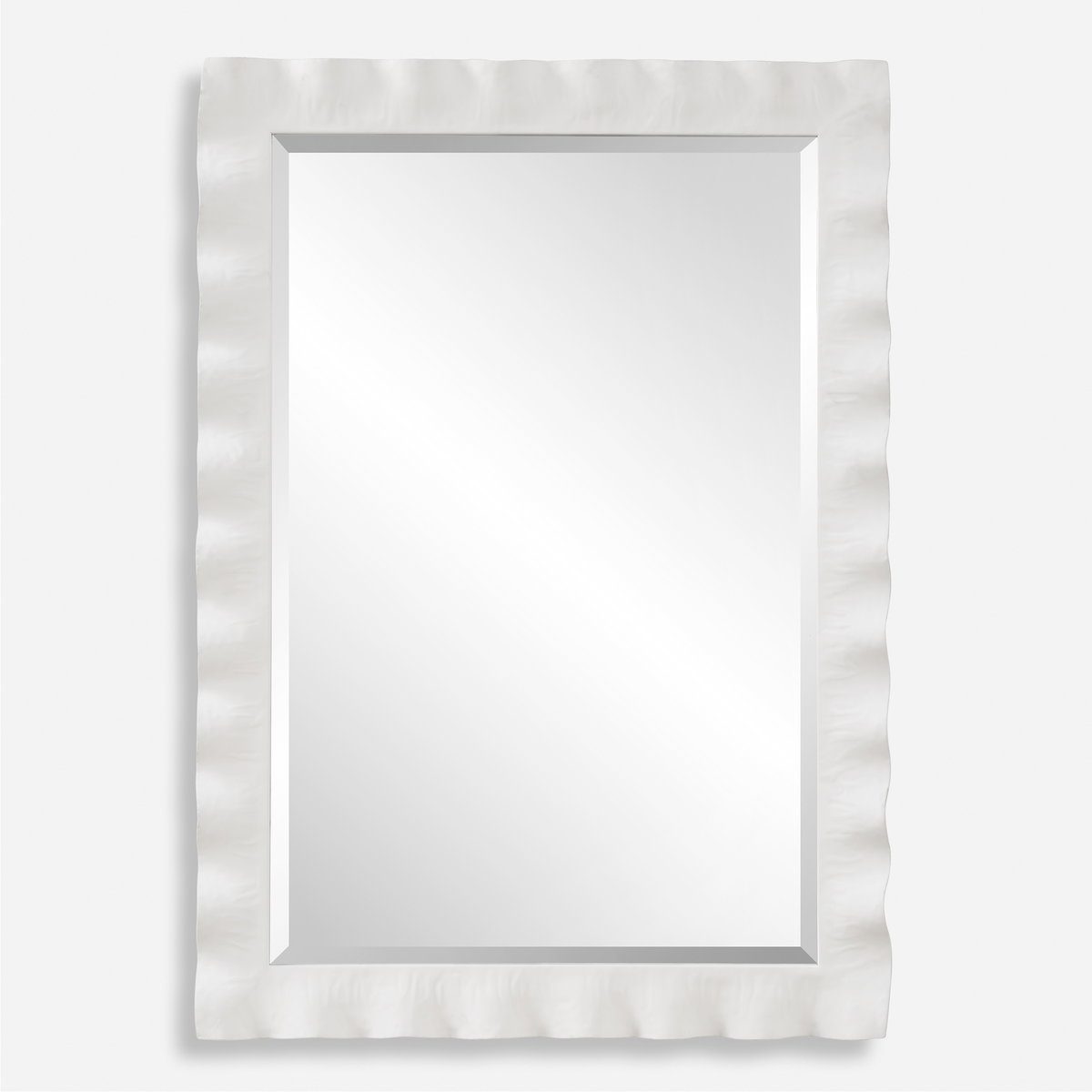 Haya White Scalloped Mirror, by Uttermost, 28.25" width x 40" height x 3" depth View 1