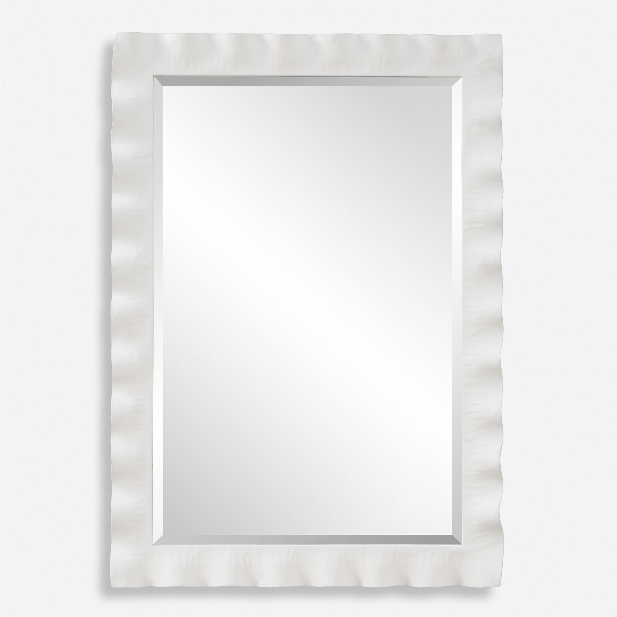 Haya White Scalloped Mirror large image 