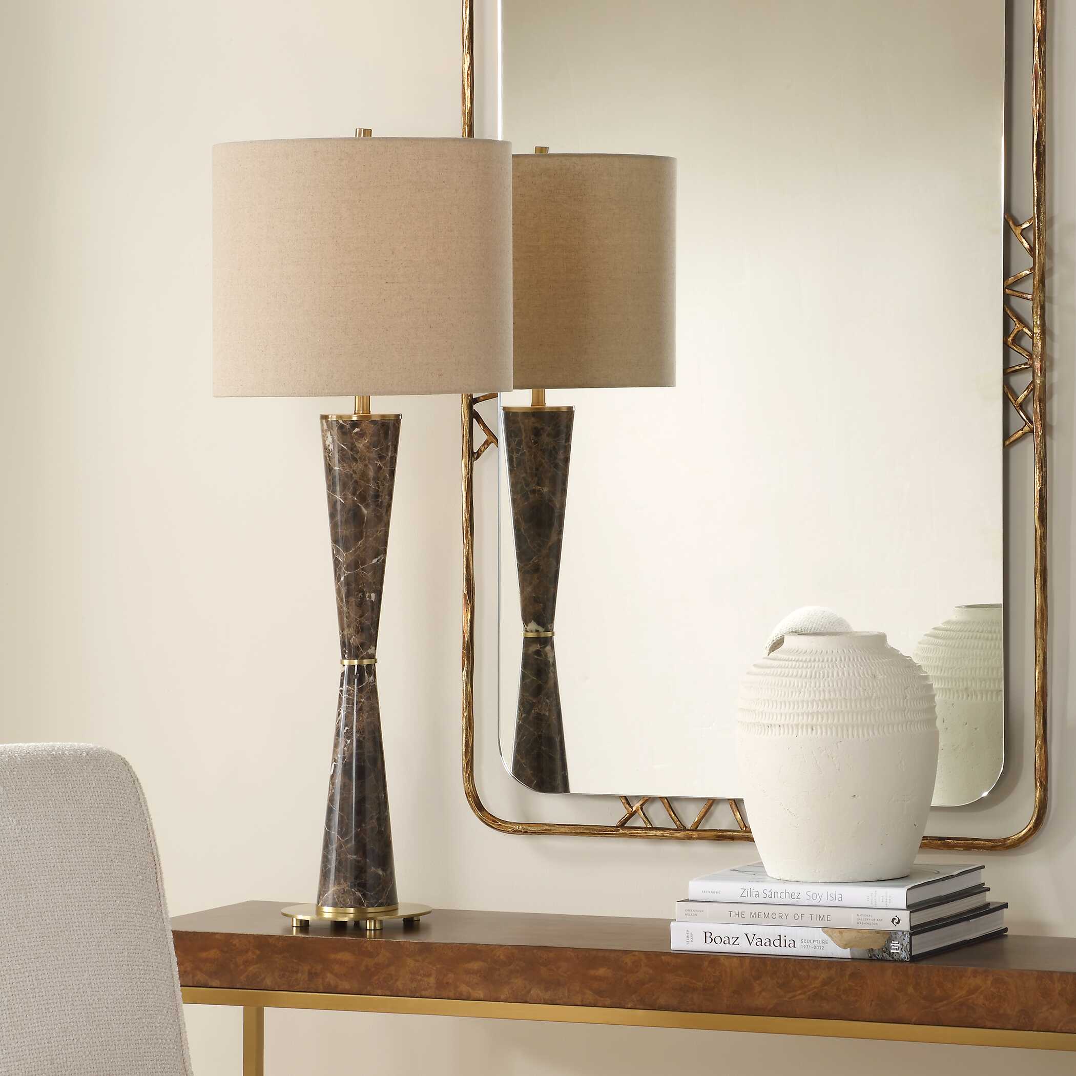 Jameson Marble Cones Table Lamp, by Uttermost, 14" width x 38.5" height x 14" depth View 2