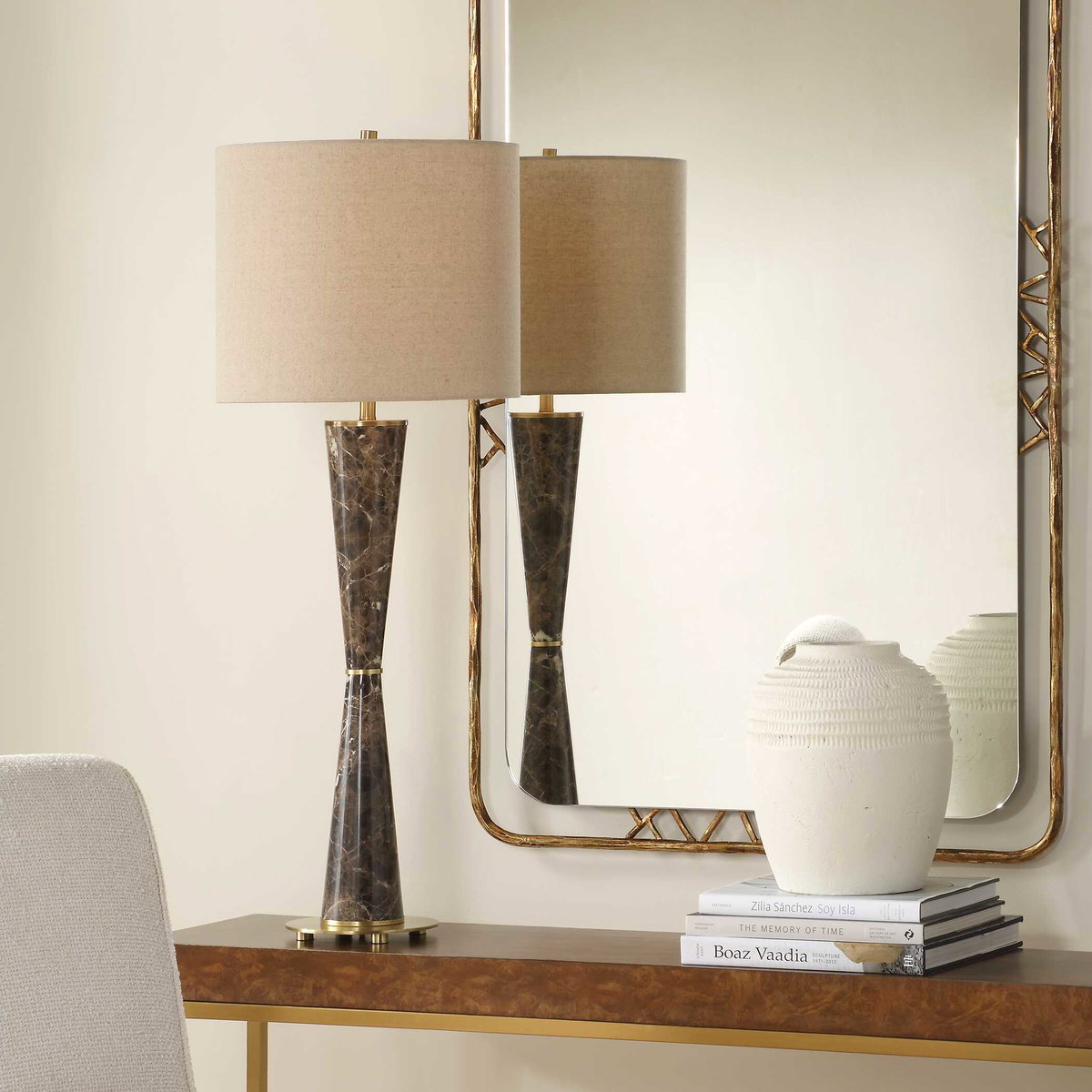 Jameson Marble Cones Table Lamp, by Uttermost, 14" width x 38.5" height x 14" depth View 2