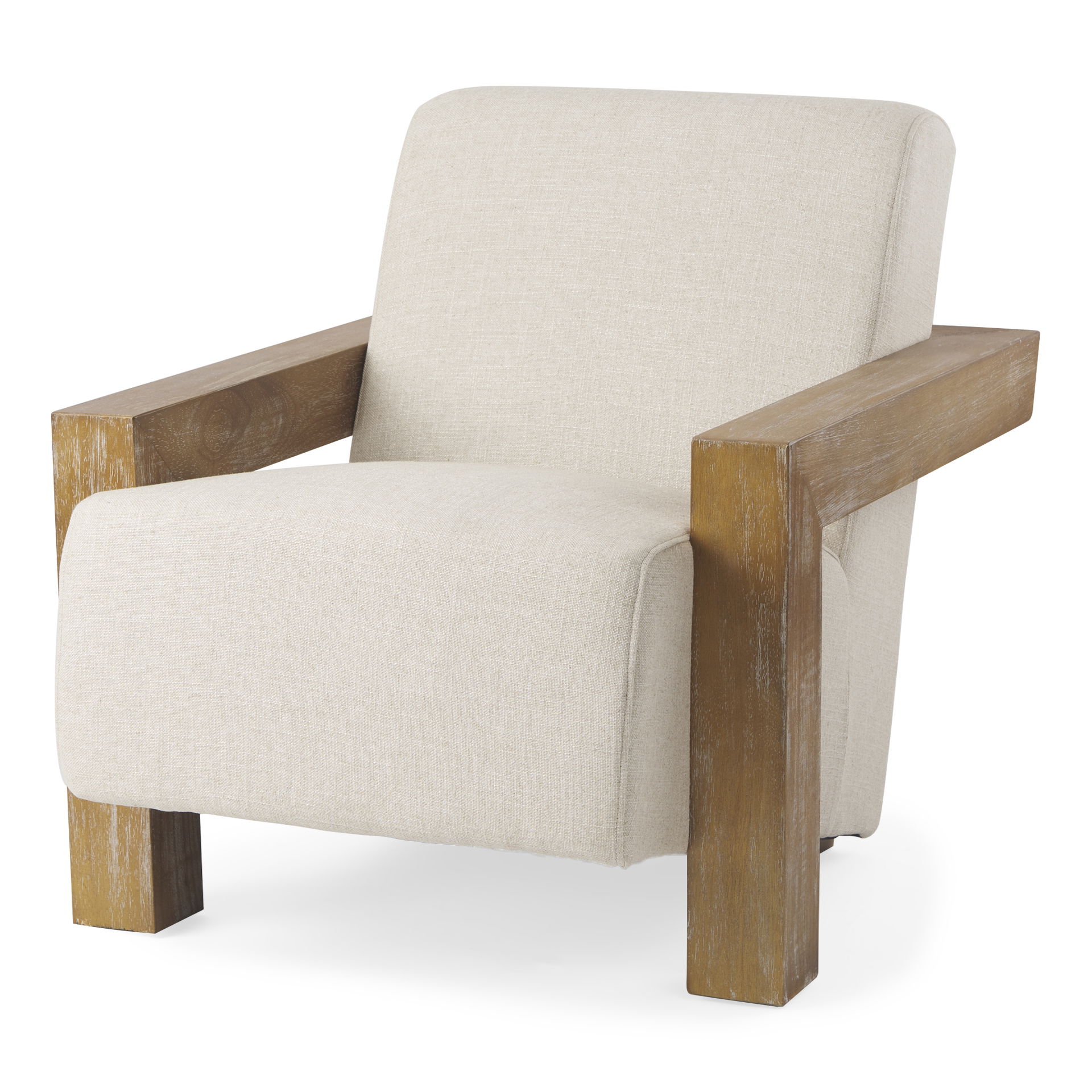 Sovereign Beige Fabric Seat and Wood Frame Accent Chair large image 