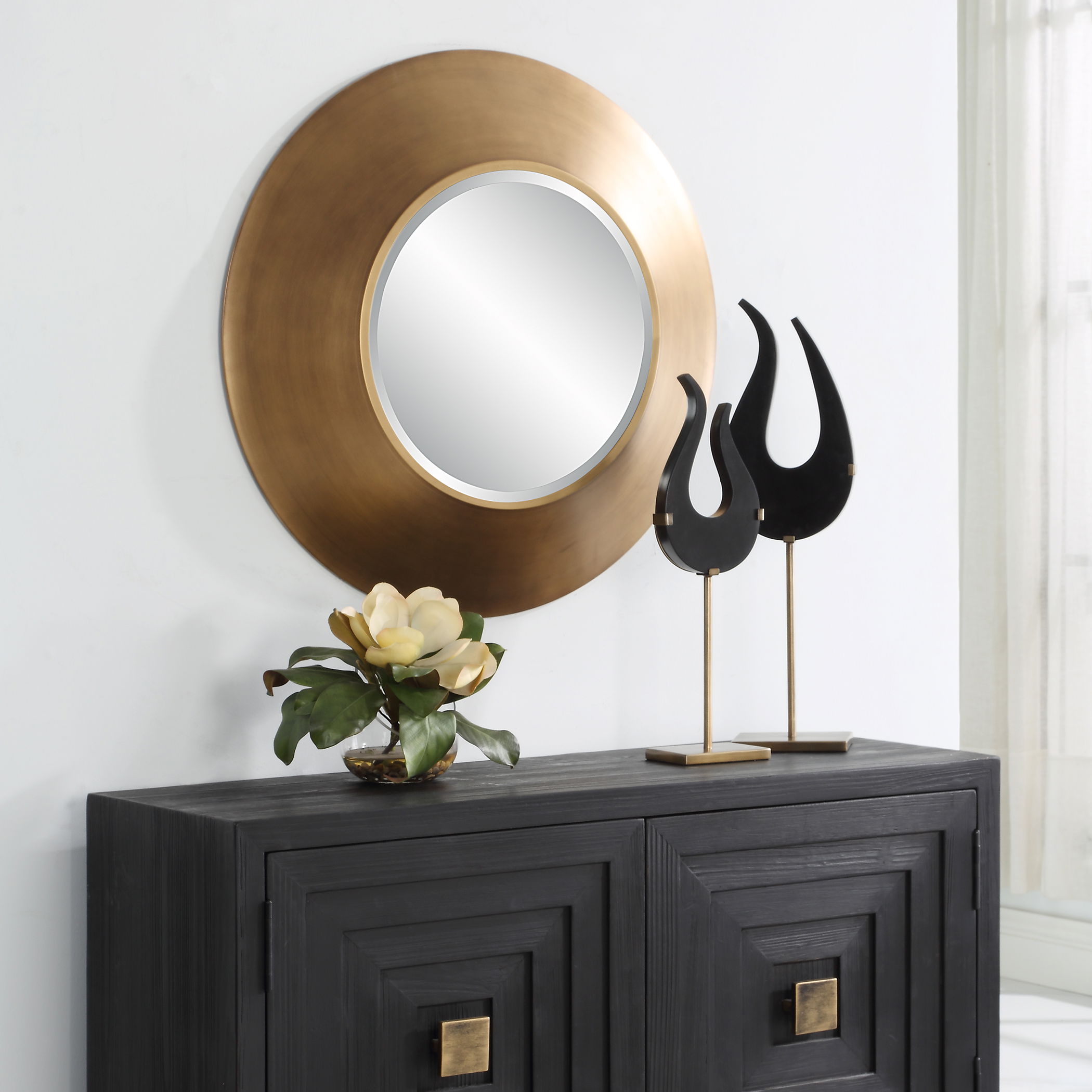 Contessa Round Gold Mirror, by Uttermost, 29.5" width x 29.5" height x 3.75" depth View 2