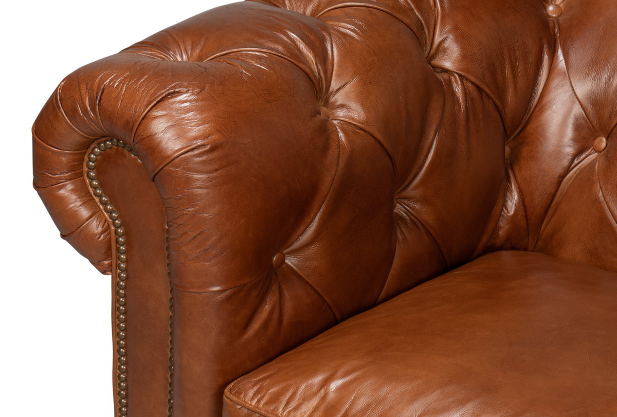Castered Chesterfield Sofa, by Sarreid, 3'2" length x 7'5" width x 2'8" height View 13