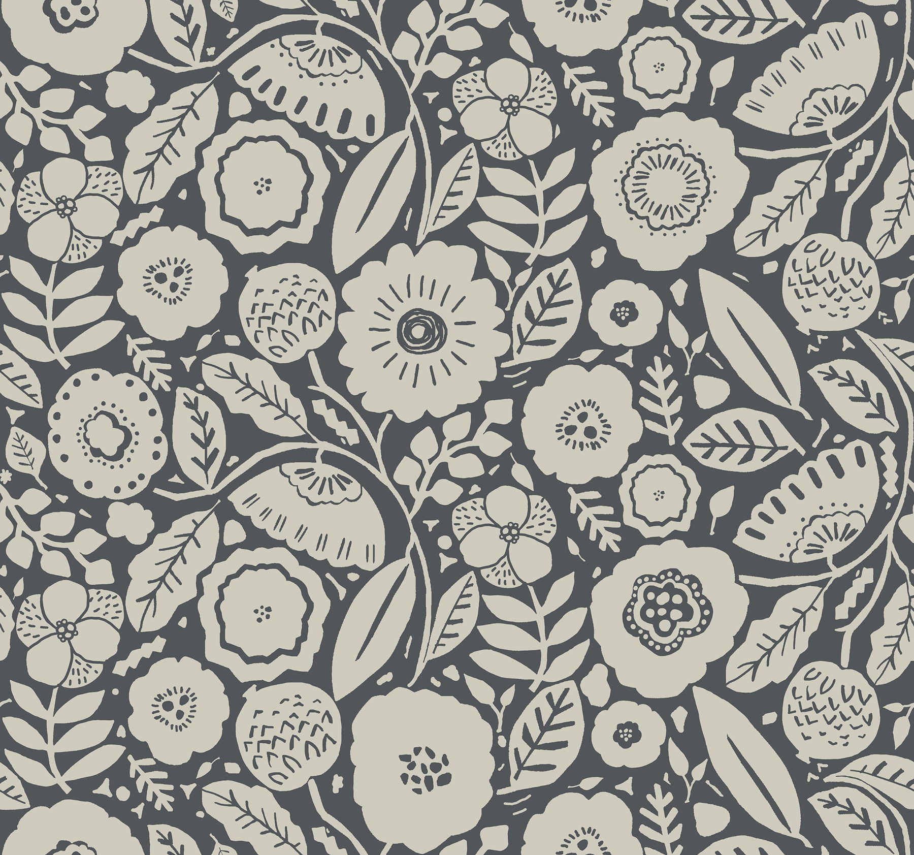 Camille Blossom Charcoal Wallpaper large image 