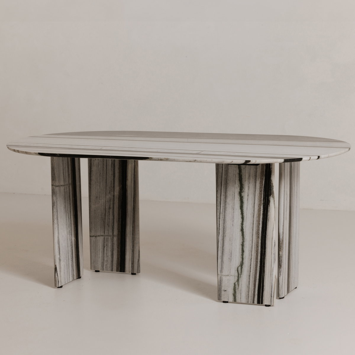 Celia Oval Dining Table Panda Marble, by Moe's Home, 72" width x 30" height x 40" depth View 10