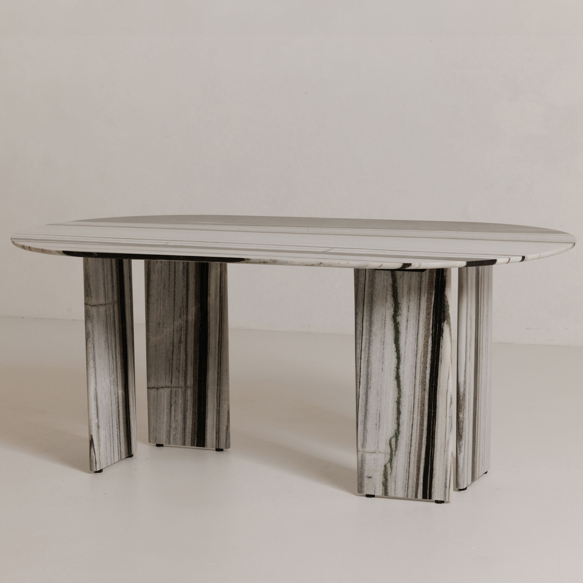 Celia Oval Dining Table Panda Marble large image 