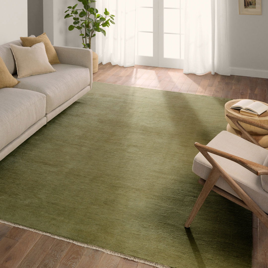 Jaipur Living Origin SAG16 Handknotted Solid Olive Green Area Rug (10'x14') large image 