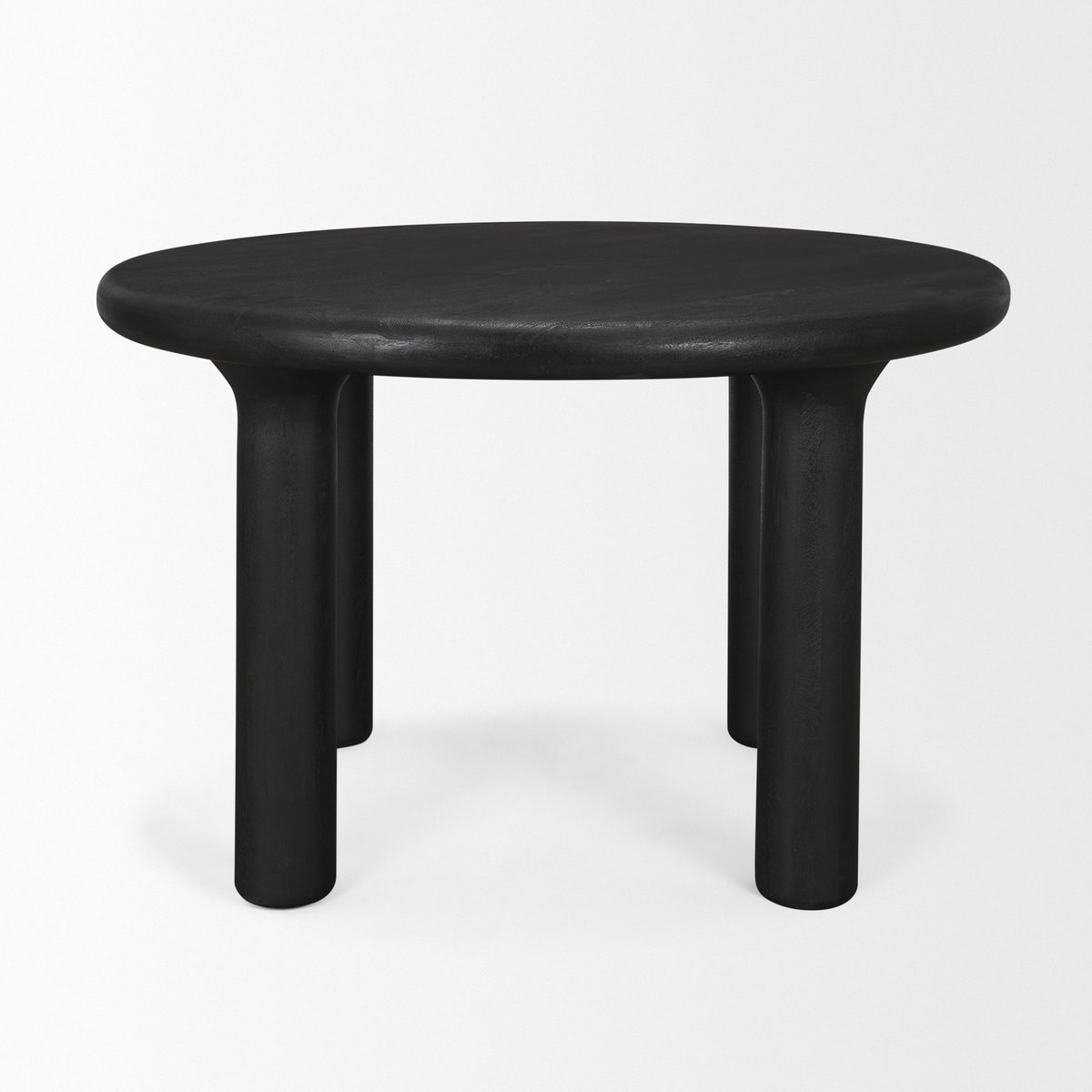 Soma Textured Black Mango Wood Round Dining Table, by Mercana, 48" length x 48" width x 30" height View 5