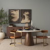 Allyson 48' Round Pedestal Dining Table | Banswara White Marble & Brown Wood | Seats 4, by Mercana, 48" length x 48" width x 30" height thumbnail 2
