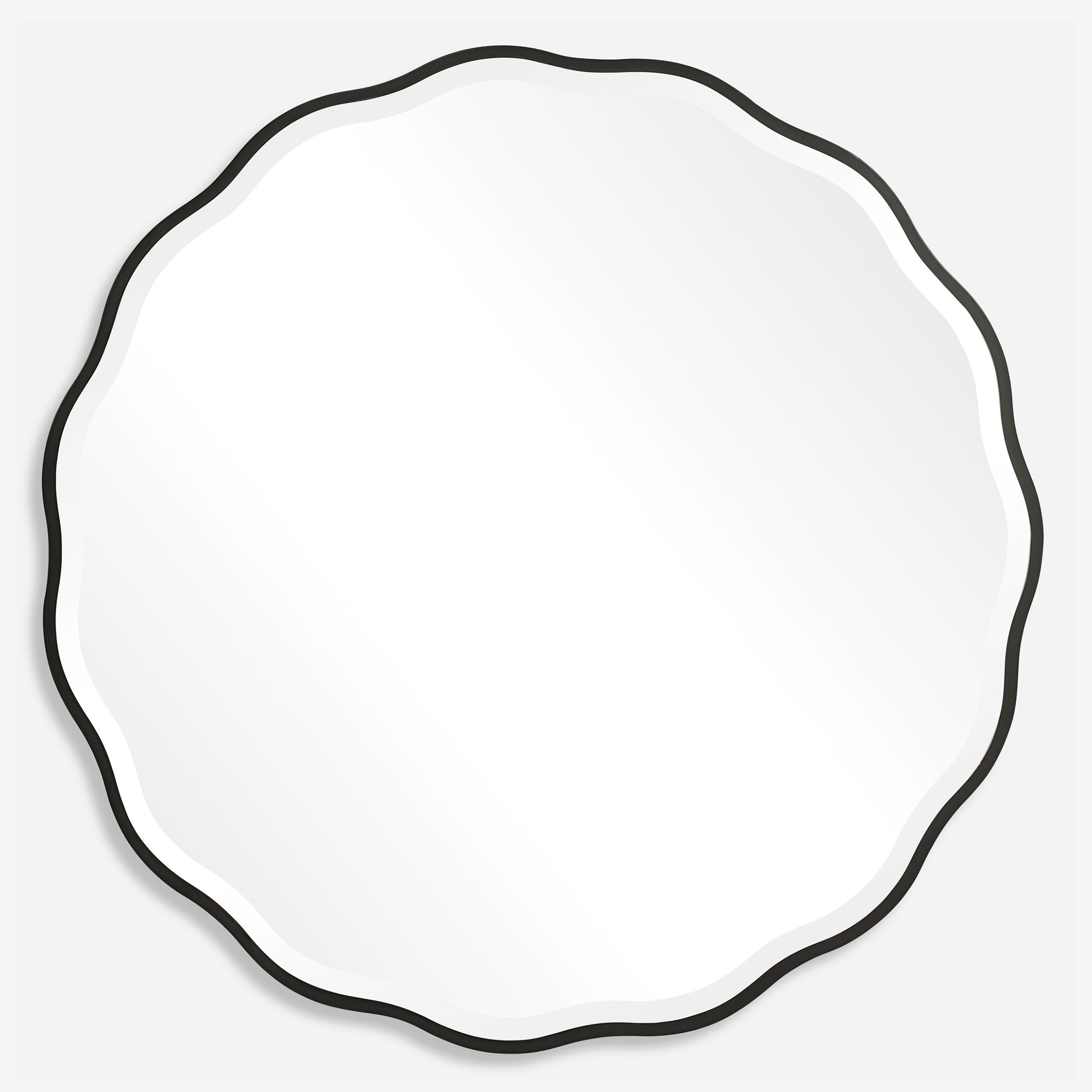 Aneta Black Round Mirror large image 