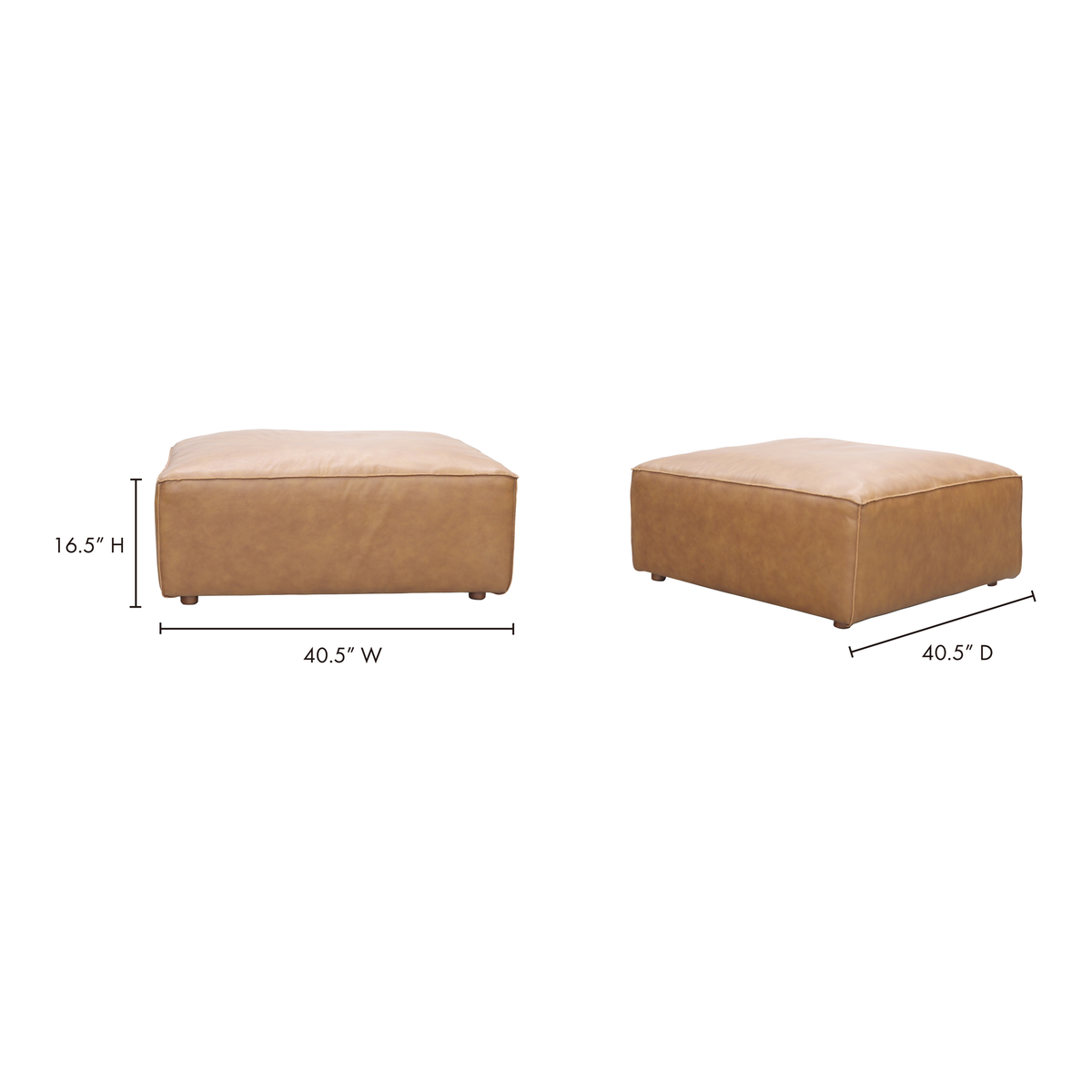 Form Ottoman Sonoran Tan Leather, by Moe's Home, 31" width x 17" height x 40.5" depth View 9