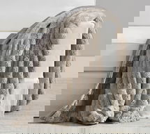 Online Designer Combined Living/Dining Faux Fur Ruched Throw Blanket, 50 x 60", Gray