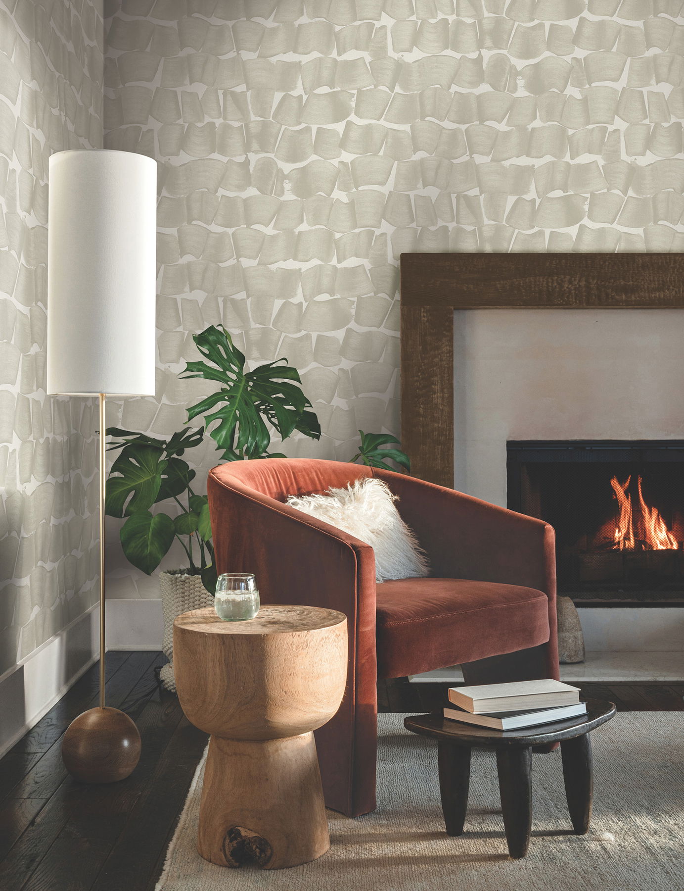 Brushed Ink Taupe Wallpaper large image 
