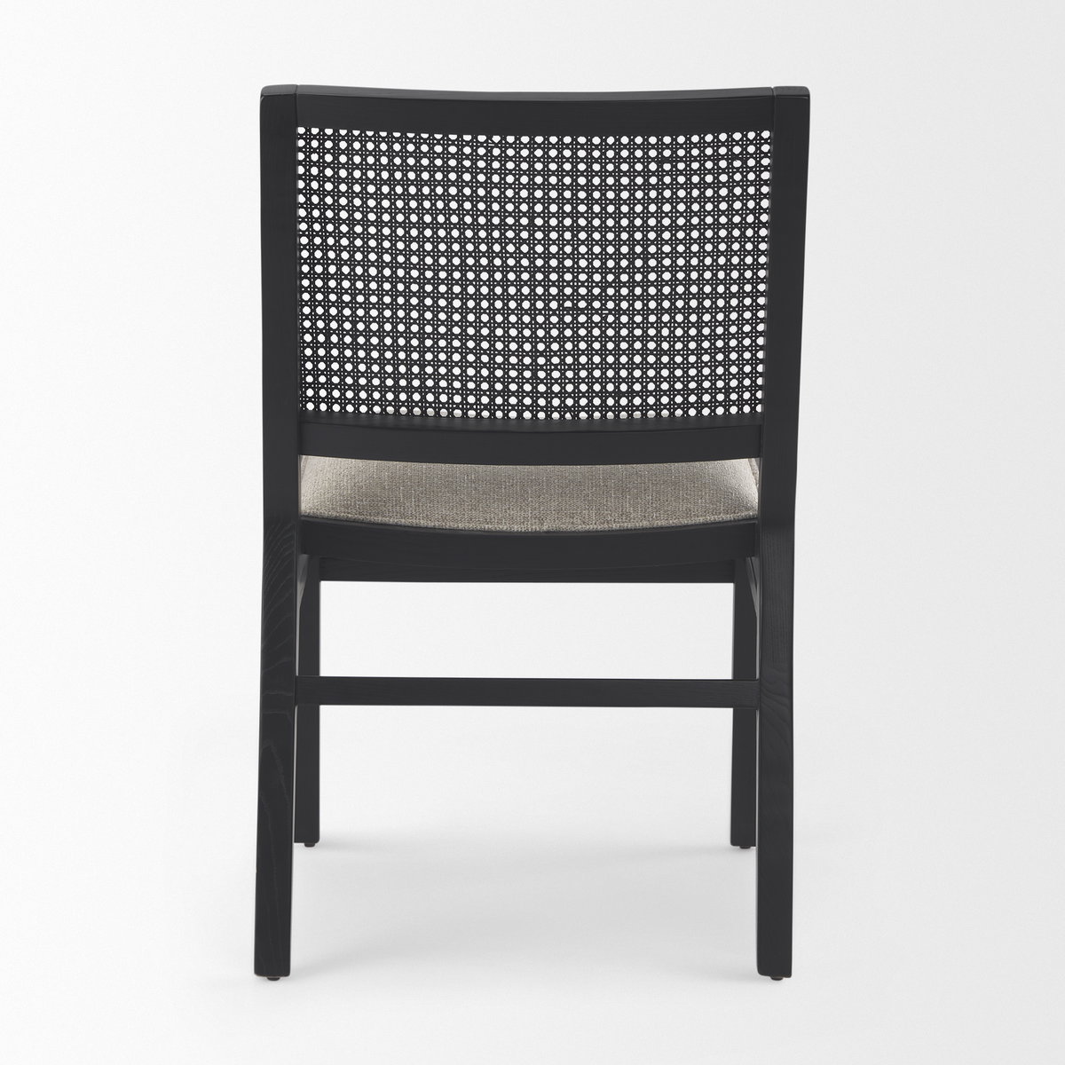 Wynn Cane Back Dining Side Chair | Beige Fabric with Black Wood, Dining Chair by Mercana, 20.47" length x 24.61" width x 34.06" height View 7