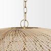 Thad 4-Light Natural Woven Rattan Dome Chandelier, by Mercana, 38" length x 38" width x 21" height thumbnail 6